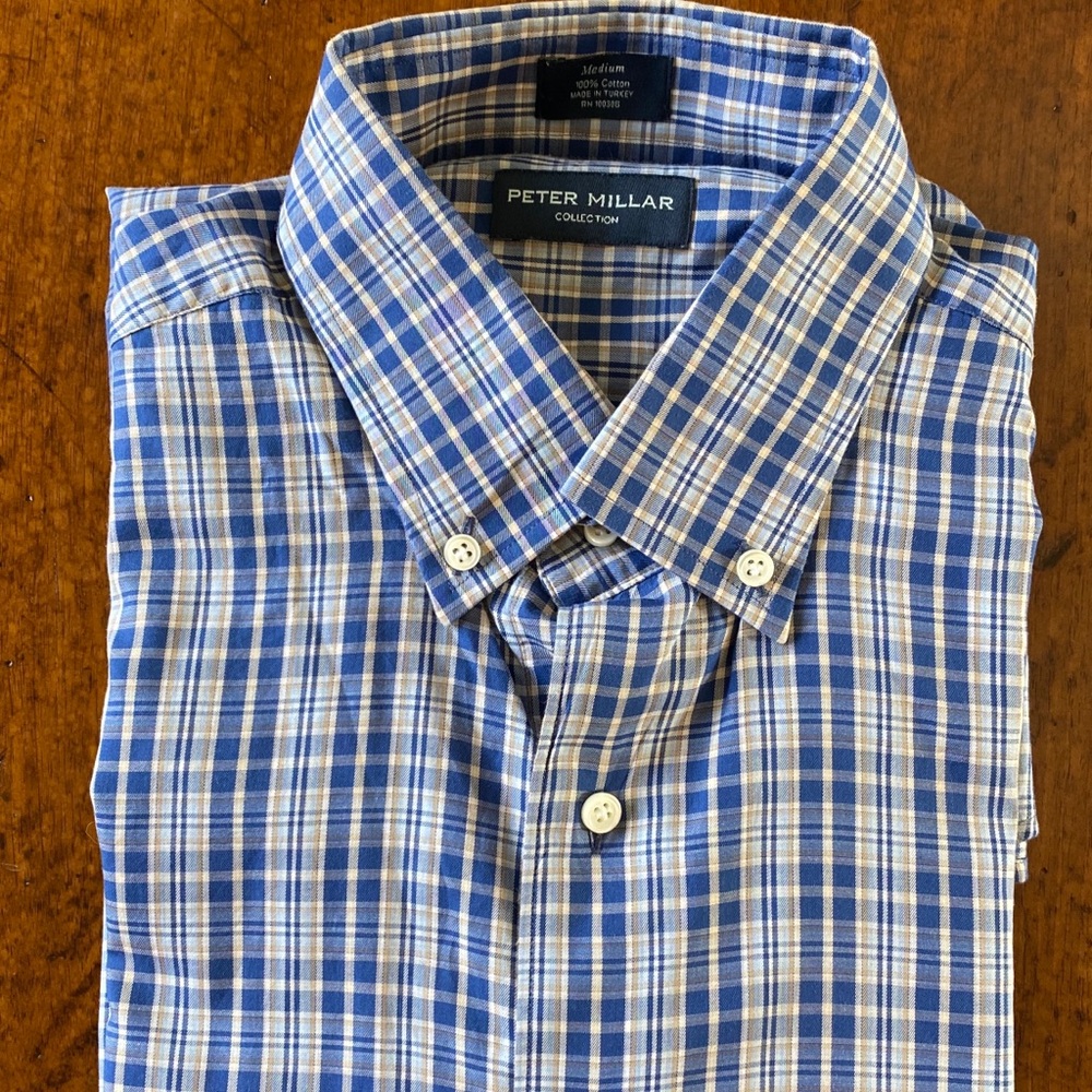 Peter Millar plaid cotton dress shirt